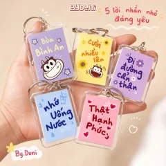 Móc Khoá cặp đôi By.Duni mica Thông điệp, Lời nhắn nhủ truyền động lực treo Balo, quà tặng người yêu, bạn bè in 2 mặt